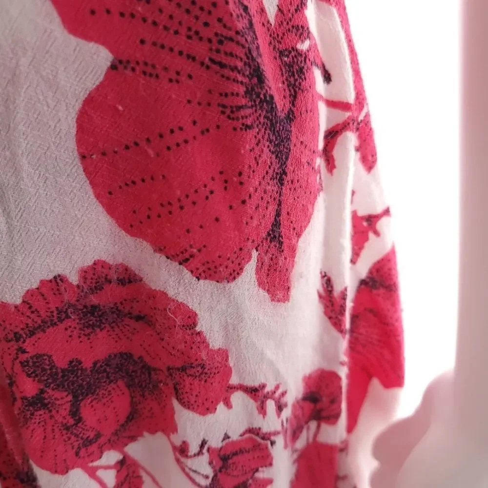 Free People Women's Size Small French Quarter Floral Pink White Wrap Dress